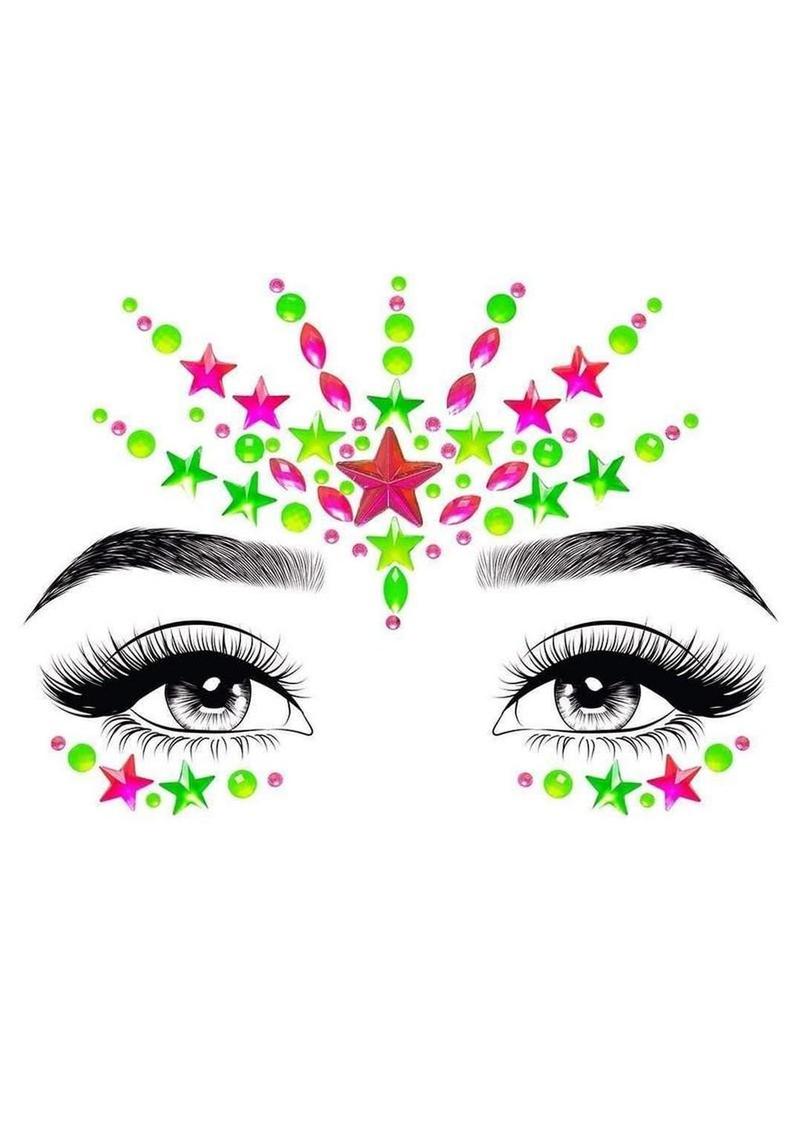 Leg Avenue Vibe Neon Black Light Face Jewels Stickers and Body Glitter (2 Packets - Multicolor