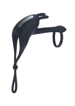 Levelz Adjustable Bunny Vibrating Rechargeable Silicone Lasso Cock Ring and Shaft Loop - Black