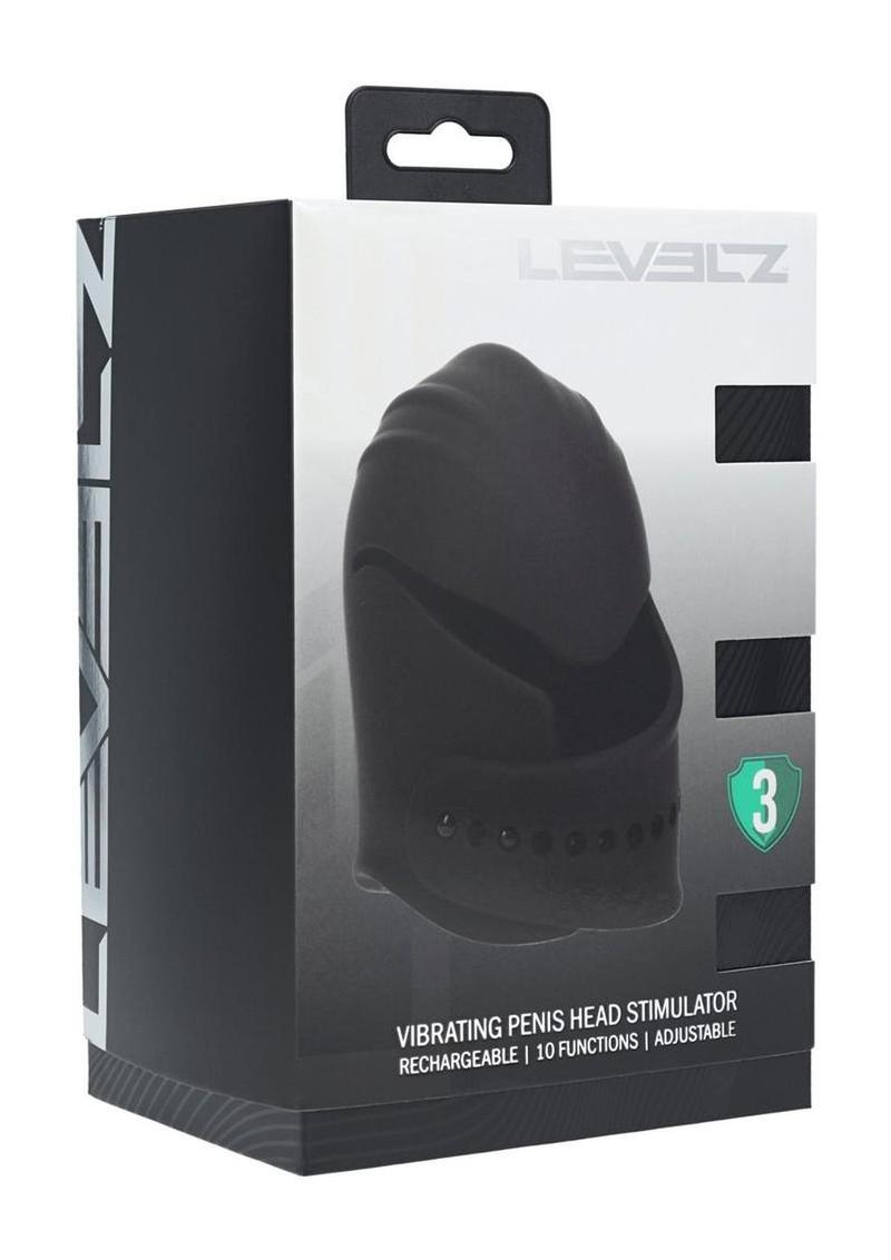Levelz Adjustable Vibrating Silicone Rechargeable Penis Head Stimulator - Black