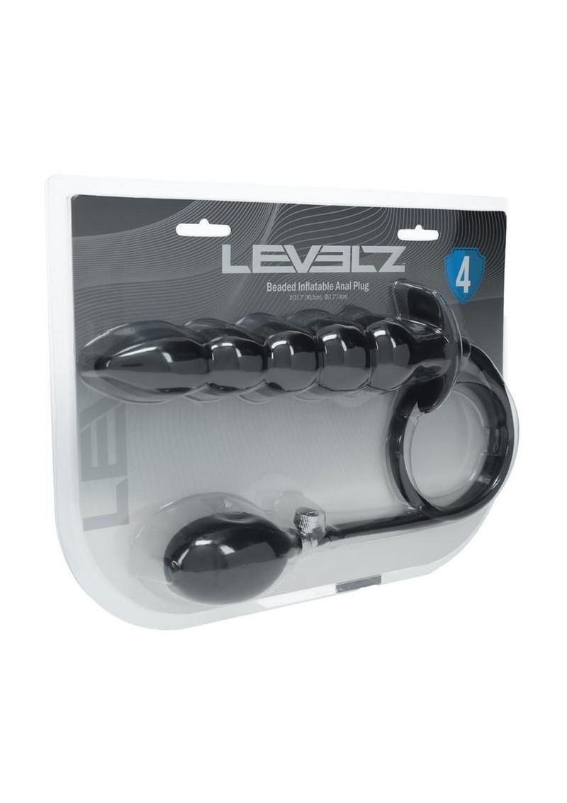 Levelz Beaded Inflatable Silicone Anal Plug - Black