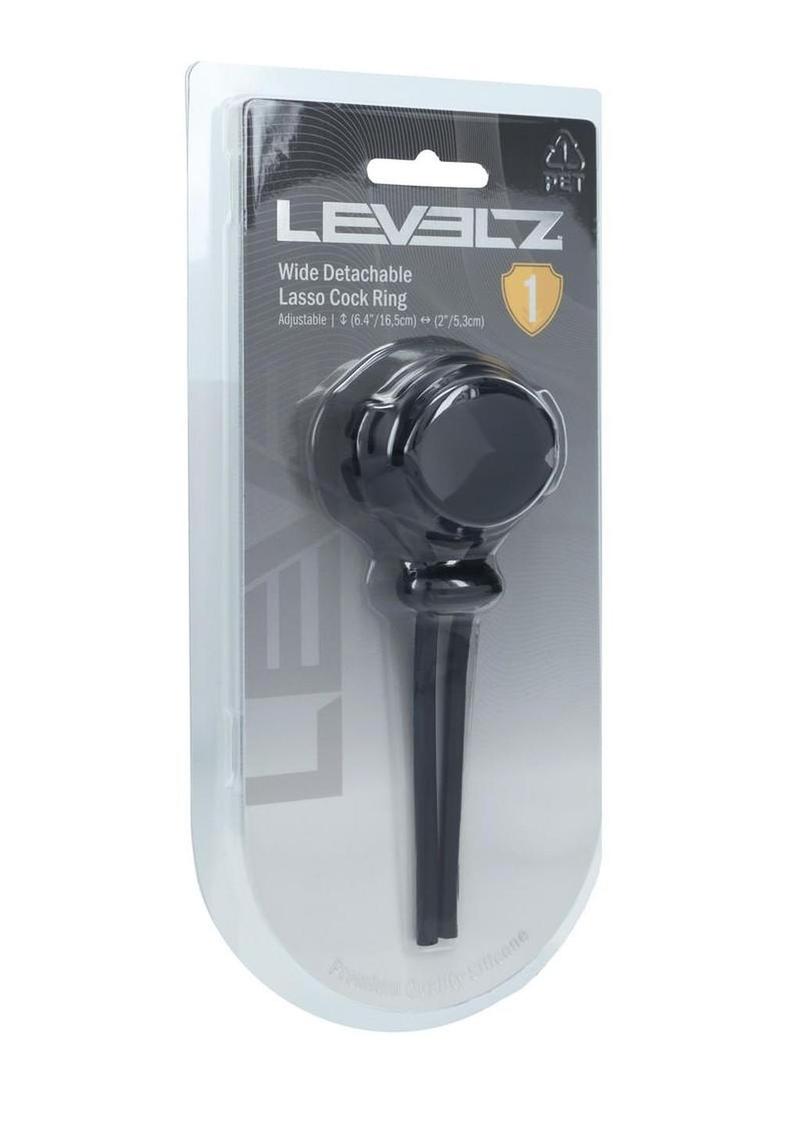 Levelz Detachable Wide Adjustable Silicone Lasso Cock Ring - Black - 5mm