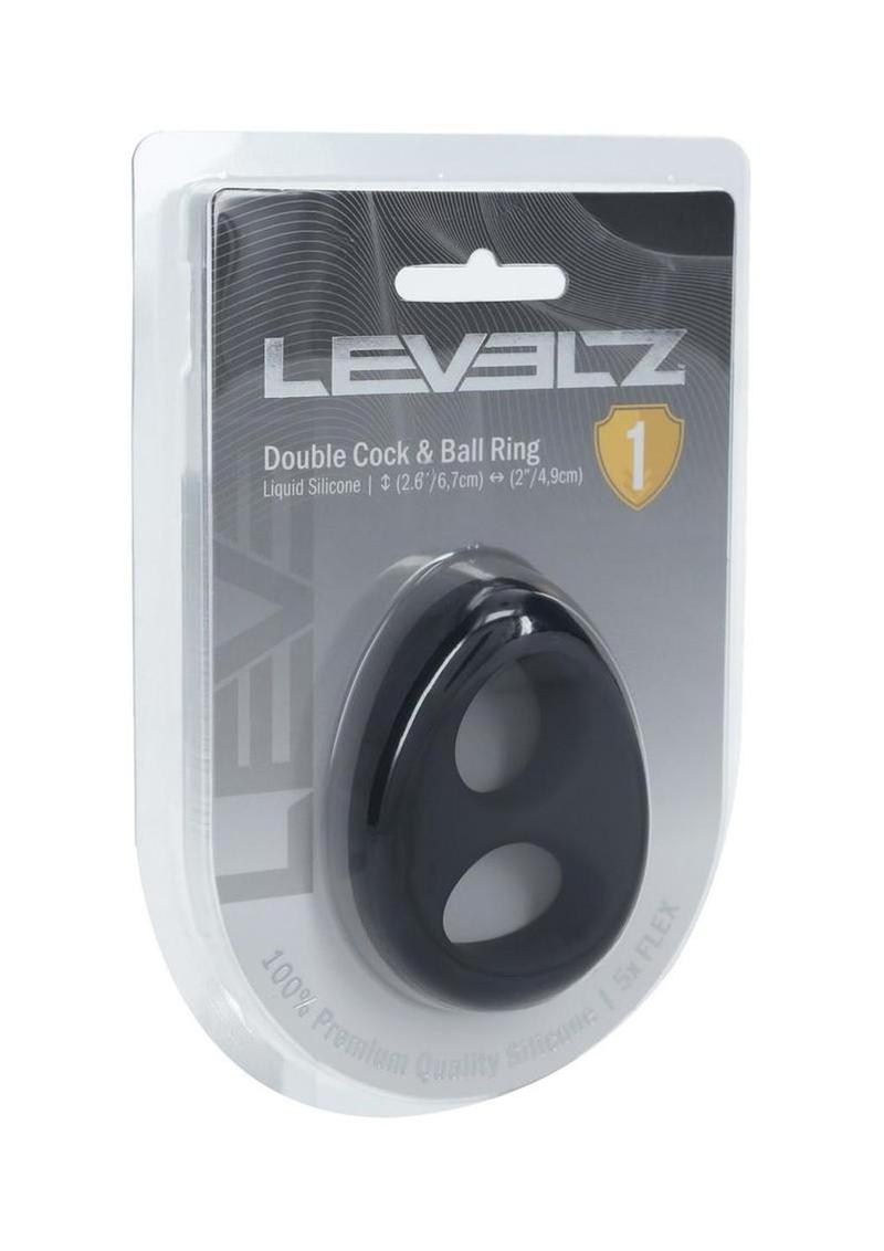 Levelz Double Liquid Silicone Cock and Ball Ring - Black