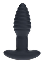 Levelz Vibrating and Rotating Ribbed Silicone Rechargeable Anal Plug with Remote Control - Black