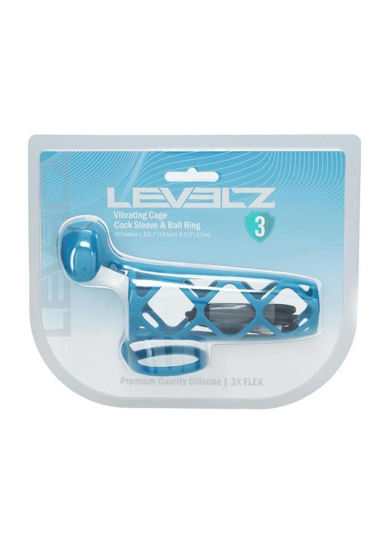 Levelz Vibrating Silicone Rechargeable Cock Cage and Ball Ring - Teal