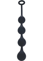 Levelz Waterdrop Silicone Anal Balls - Black - Medium - 30mm