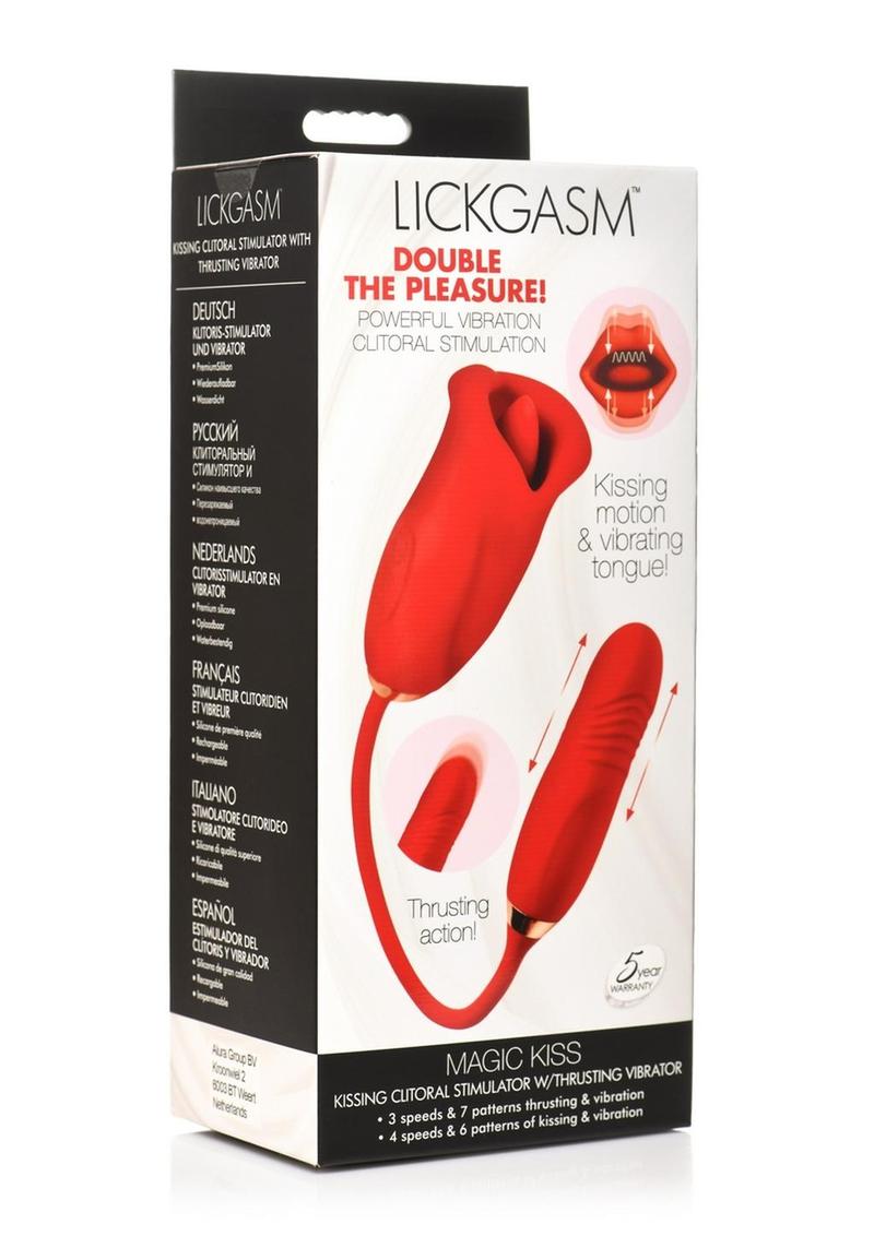 Lickgasm Magic Kiss Recharge Silicone Clitoral Stimulator with Thrusting Vibrator