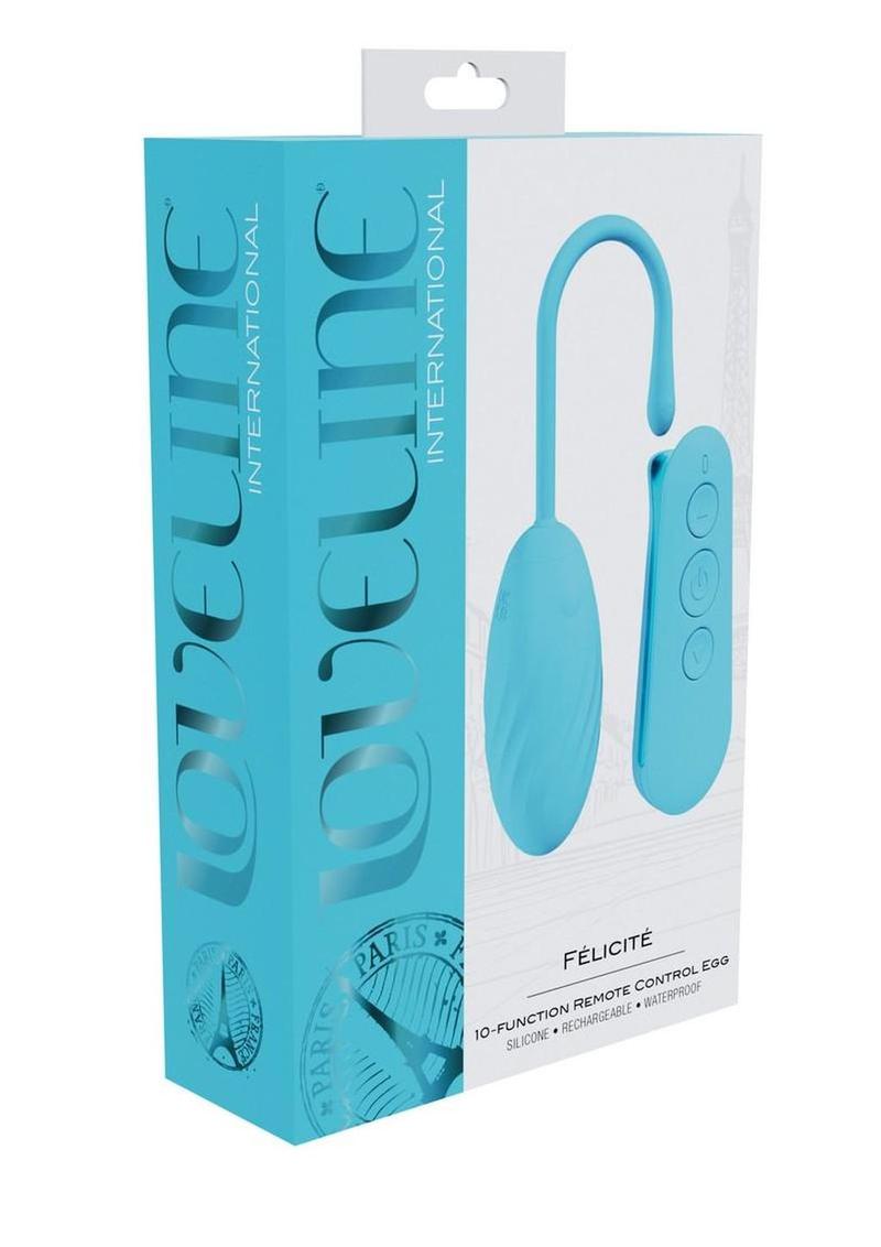 Loveline Felicite 10 Function Silicone Rechargeable Egg Vibe - Blue