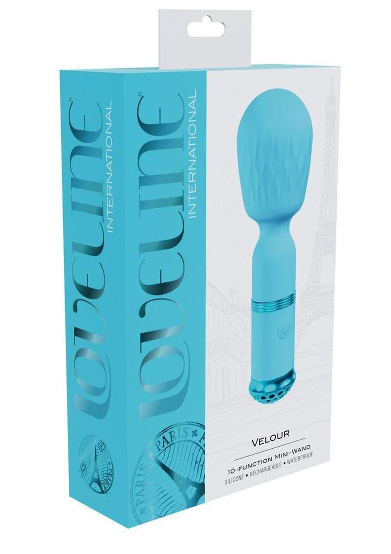 Loveline Velour 10 Function Rechargeable Silicone Mini-Wand - Blue