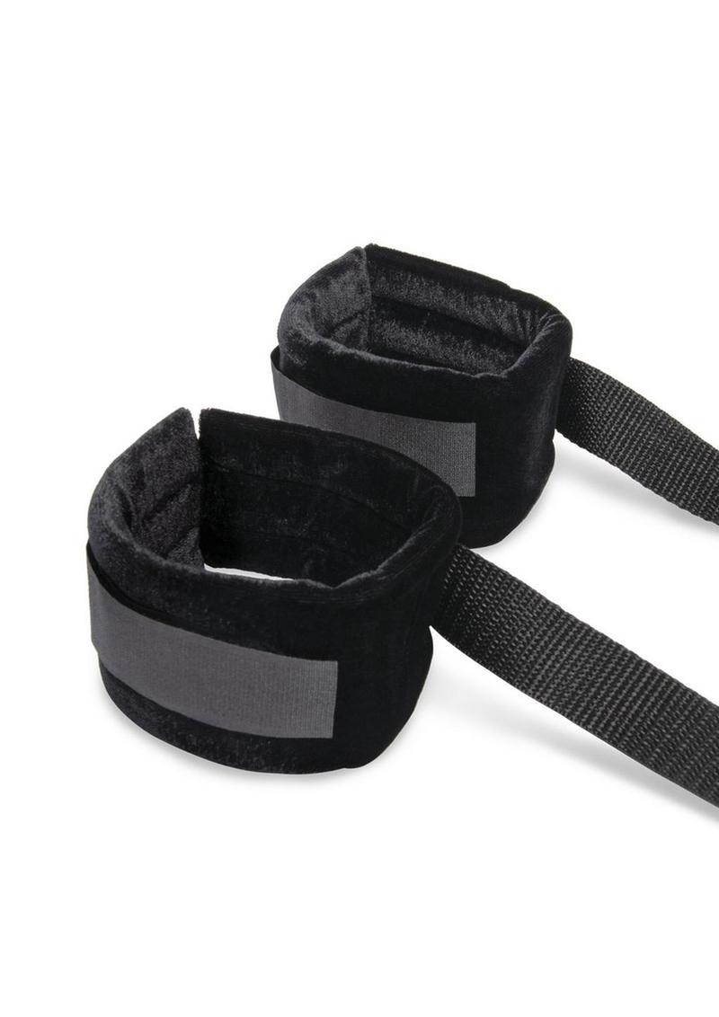 Lux Fetish Bondage Bed Strap And Flogger Kit with Satin Blindfold