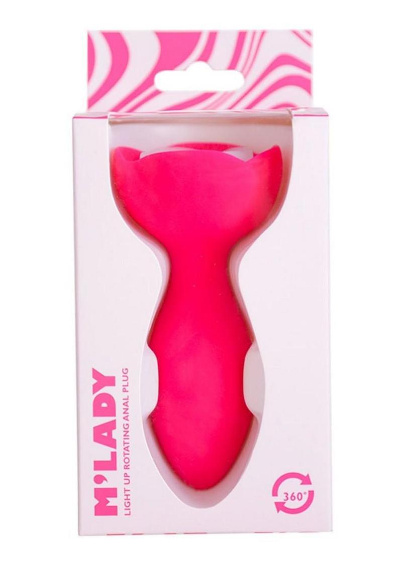 M'lady Light Up Rotating Silicone Rechargeable Anal Plug - Pink