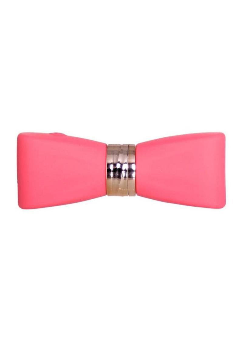 M'lady Pinpoint Silicone Rechargeable Bow Tie Wand - Coral/Orange
