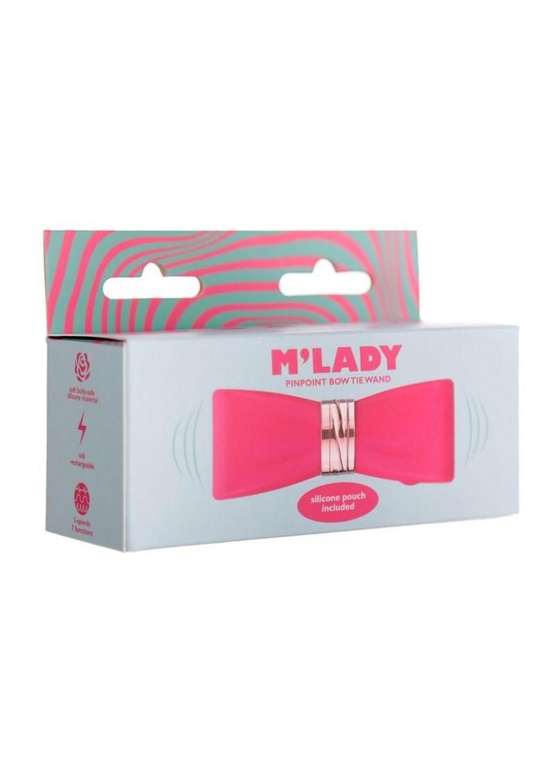 M'lady Pinpoint Silicone Rechargeable Bow Tie Wand - Coral/Orange