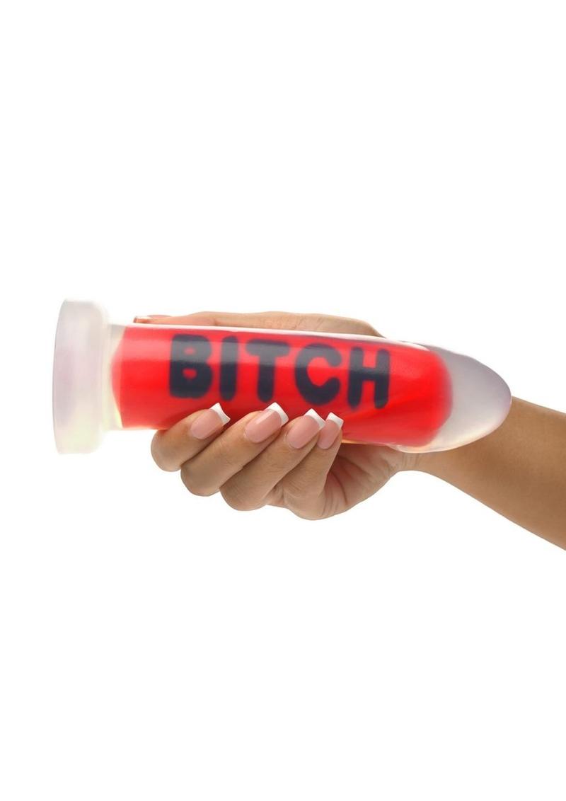 Master Series Bitch Silicone Dildo Bold Red & Black Design