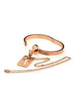 Cuffed Locking Bracelet And Key Necklace Rose Gold