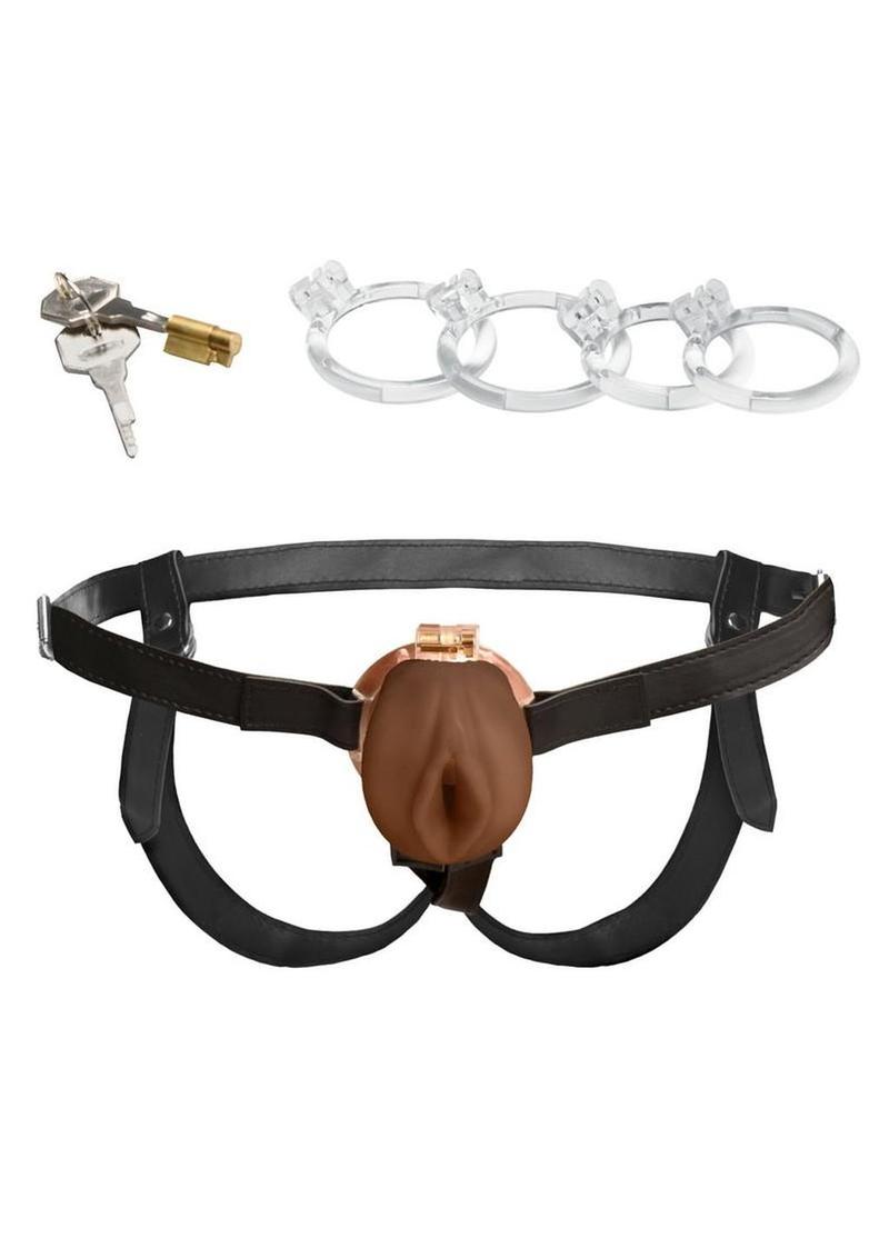 Master Series Pussy Chastity Cage - Caramel