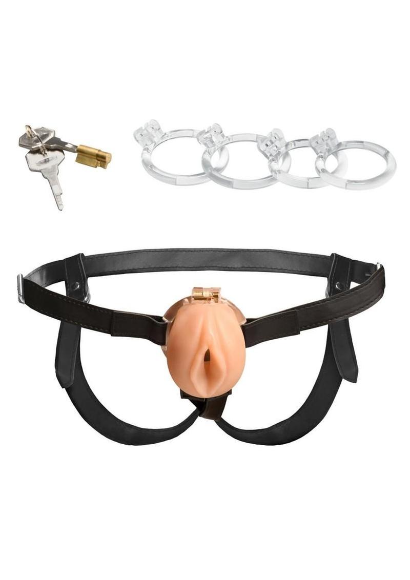 Master Series Pussy Chastity Cage - Vanilla