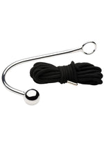 Master Series Roped Anal Hook with Rope - Black/Silver