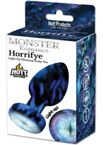 Monster Romance Horrifye Silicone Rechargeable Light Up Anal Plug with Remote - Aqua/Black