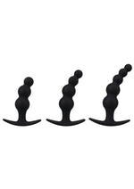 Mood Naughty Beaded Trainer Silicone Anal Plug - Black - 3 Piece Set