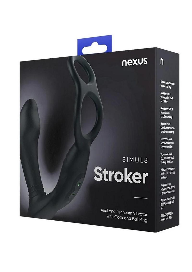 Nexus Simul8 Stroker Edition Rechargeable Silicone Vibrating Dual Motor Anal Cock and Ball Toy - Black
