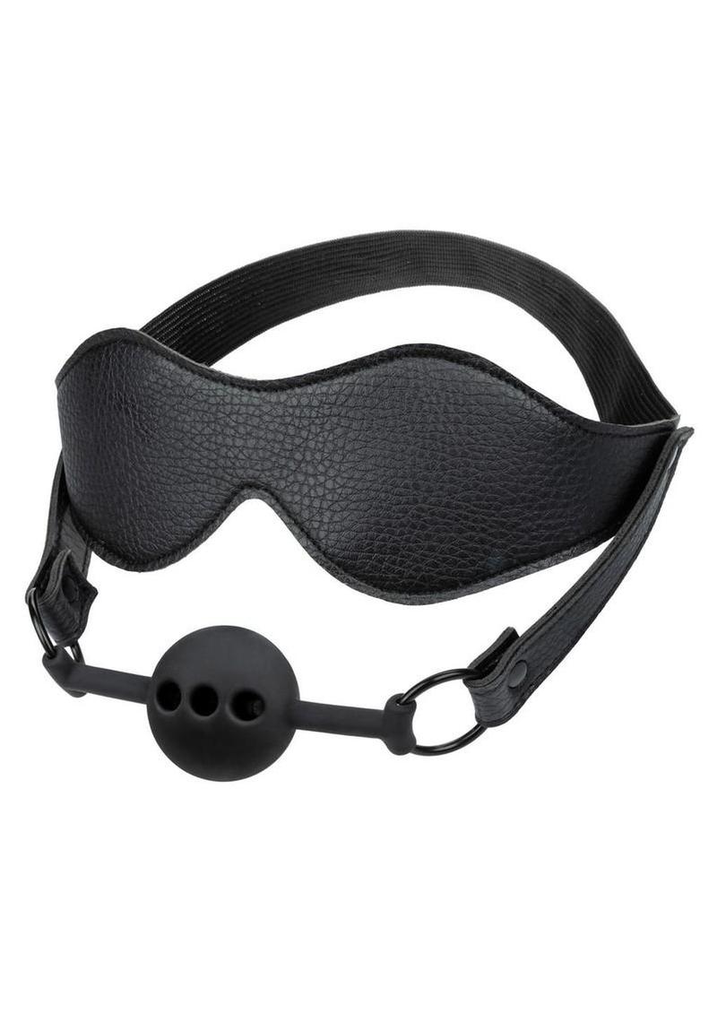 Nocturnal Collection Eye Mask and Breathable Ball Gag - Black