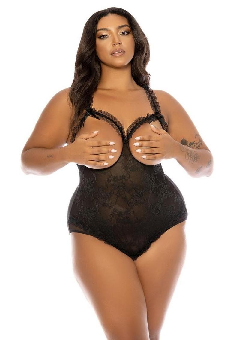 Oh LA LA Cheri Amber Teddy Plus - Black - Queen