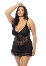 Oh LA LA Cheri Valentine Babydoll Plus - Black - 3XLarge/4XLarge