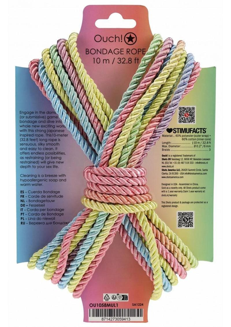 Ouch Bondage Rope 10 Meter Nylon - Multicolor/Pastel