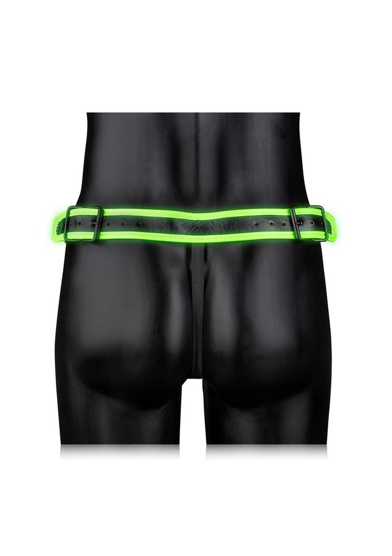 Ouch! Glow in the Dark Bonded Leather Buckle Jock Strap Fetish Wear
