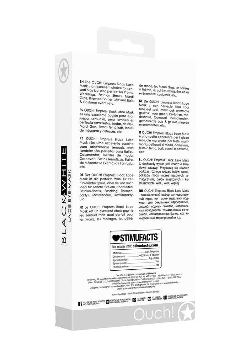 Ouch! Black And White Lace Eye Mask Empress Sexy Masquerade