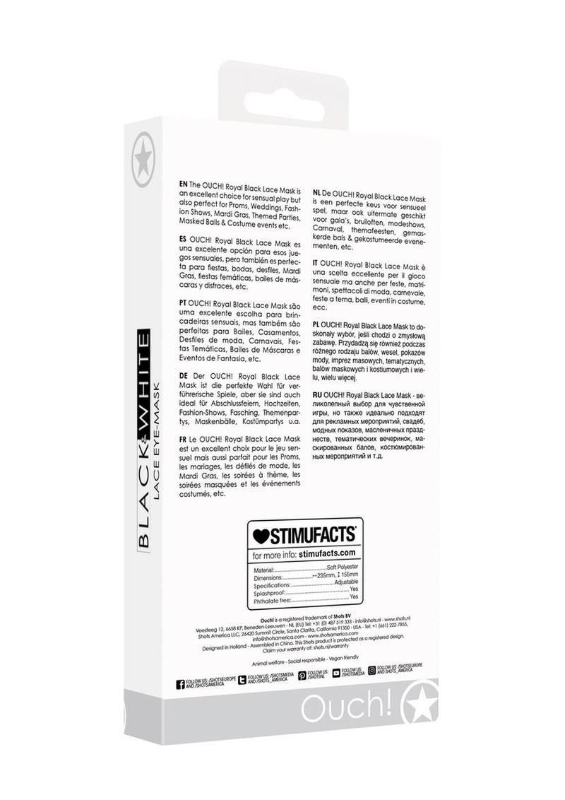 Ouch! Black And White Lace Eye Mask Royal Masquerade Accessory