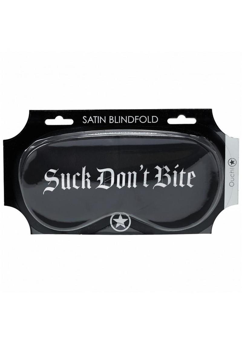 Ouch! Suck Don't Bite Printed Satin Mask - Black