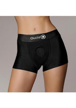 Ouch! Vibrating Strap-On Boxer Rechargeable - Black - Small/XSmall