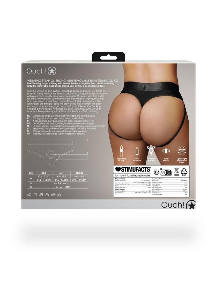 Ouch! Vibrating Strap-On Thong with Removable Rear Straps