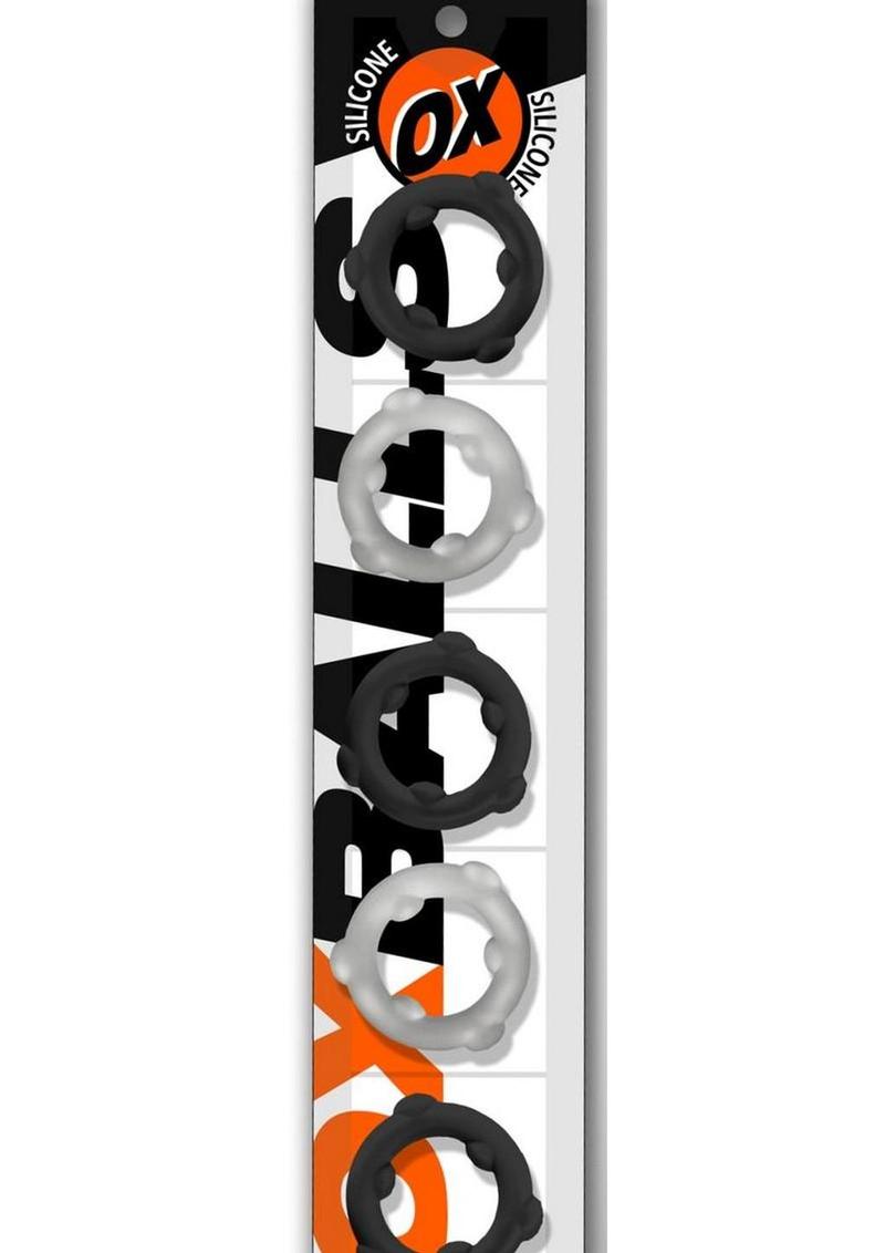 Oxballs Gearheads Silicone Spinner Cock Rings (5 Pack) - Black/Vapor