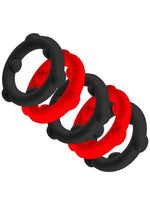 Oxballs Gearheads Silicone Spinner Cock Rings - Black/Red - 5 Pack