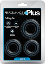 Performance Plus Drift Silicone Cock Rings - Black - 3 Piece Set