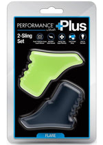 Performance Plus Flare Silicone Cock Sling - Black/Glow In The Dark/Green - 2 Piece/Set