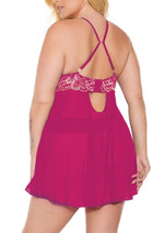 Pussycat Plus Size Babydoll and Thong Set