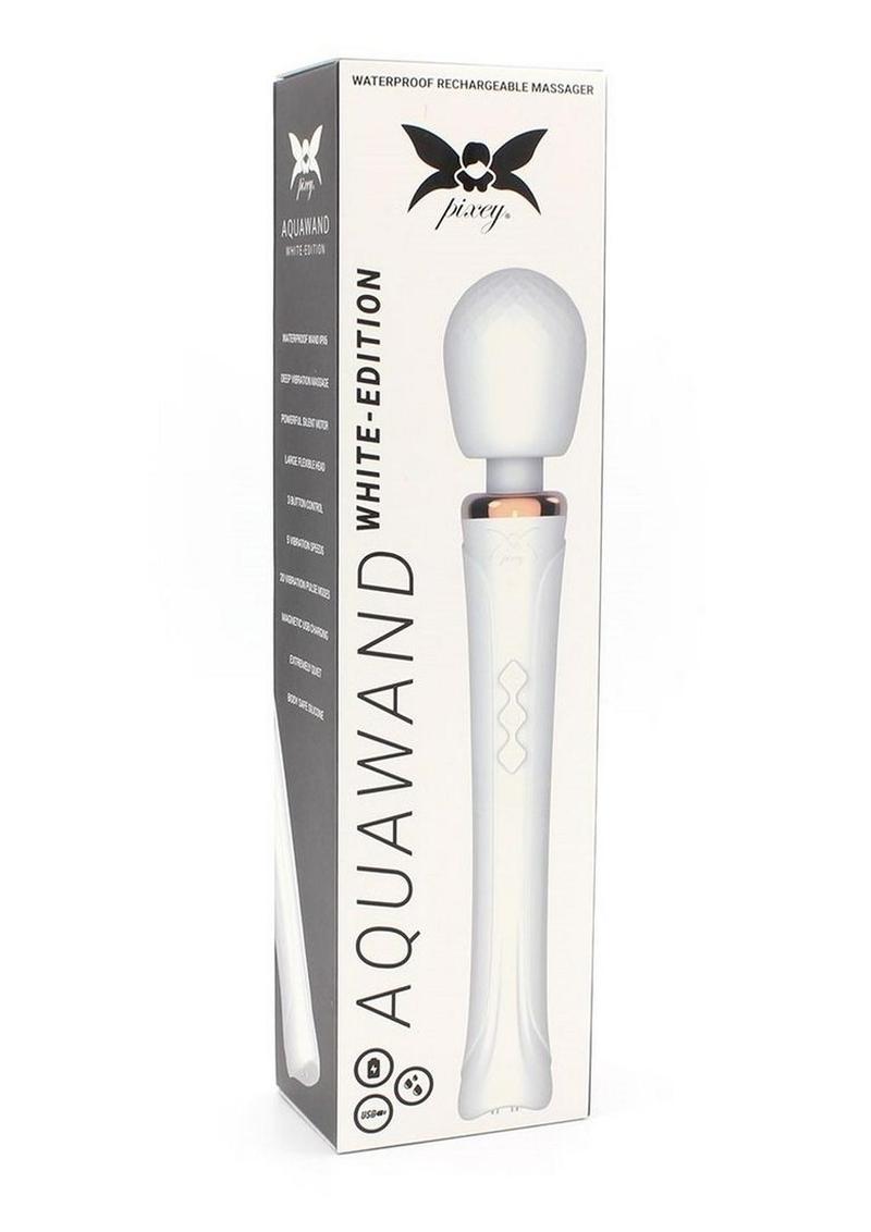 Pixey Aquawand Rechargeable Silicone Body Wand - White Edition