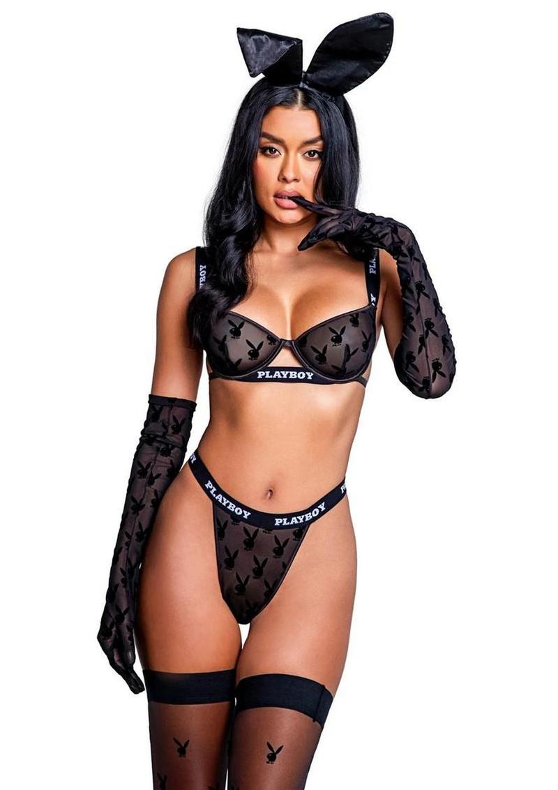 Playboy Bunny Noir - Black - Small - 2 Piece/Set
