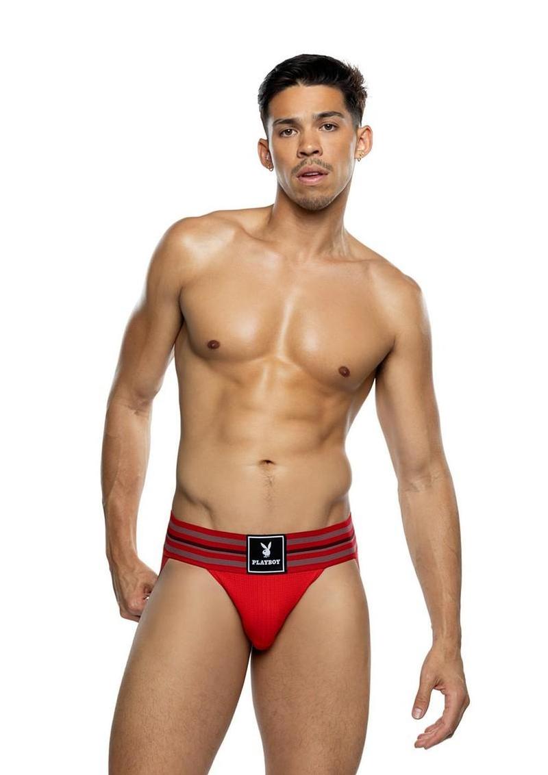 Playboy Men's Locker Room Classic Jock - Red - Small