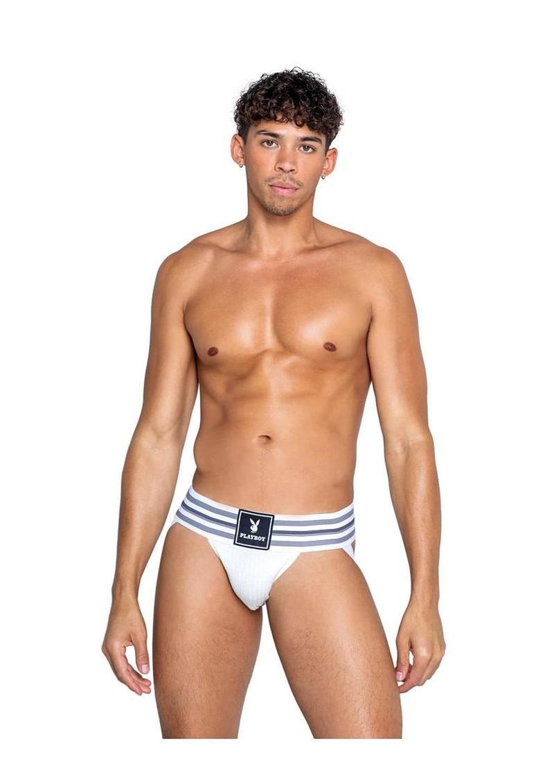 Playboy Mens Locker Room Classic Jock - White - Small