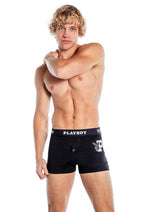 Playboy Mens Varsity Boxer Briefs - Black/White - Large