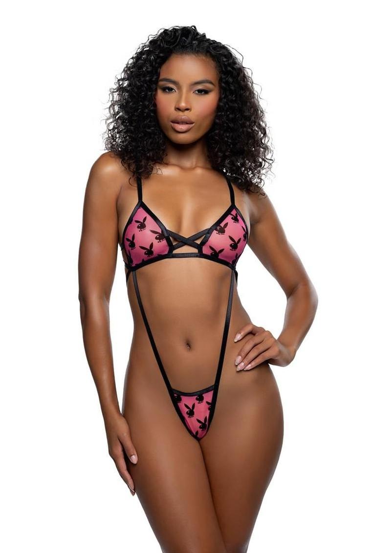 Playboy Ravishing Bunny Strappy Sling - Hot Pink/Pink - One Size