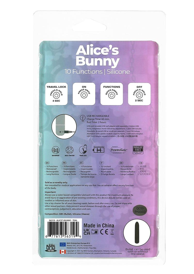 Alice’s Bunny Teal Rechargeable Bunny Vibe For Intimate Play