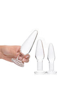 Prisms Dosha 3 Piece Glass Anal Plug Kit Clear Glass Butt Plugs