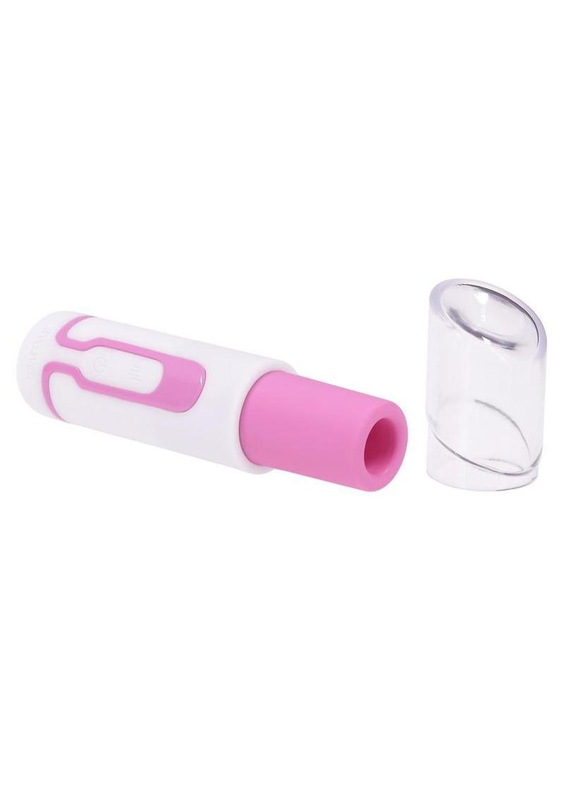 Pucker Up Lipstick Vibe Rechargeable Silicone Bullet - Pink/White