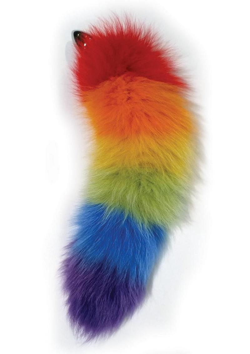 Rainbow Foxy Tail Pleasure Plug Stainless Steel Butt Plug-Fur Tail