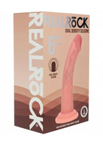 Realrock Dual Layered Silicone Curved Realistic Dildo with Suction Cup - Vanilla - 6in